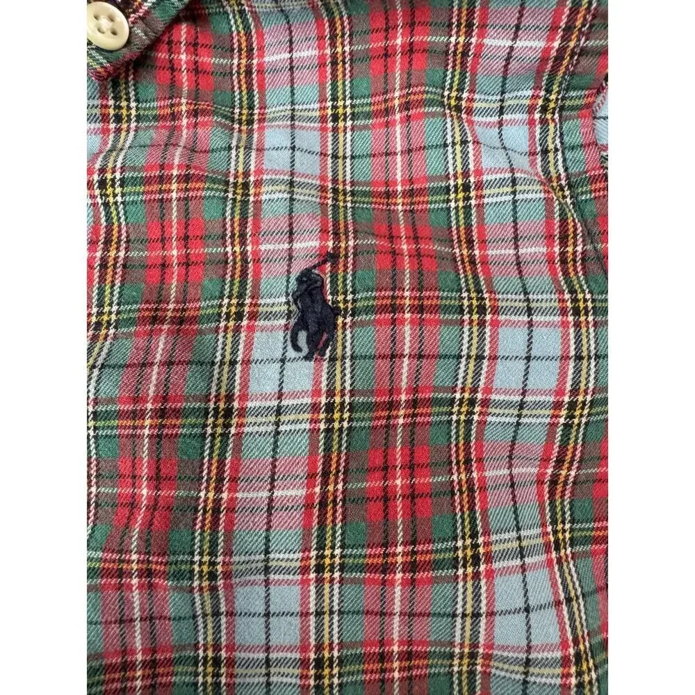 Ralph Lauren Boys 3T Plaid Button Down Shirt Blue Red Pony Logo Preppy Classic